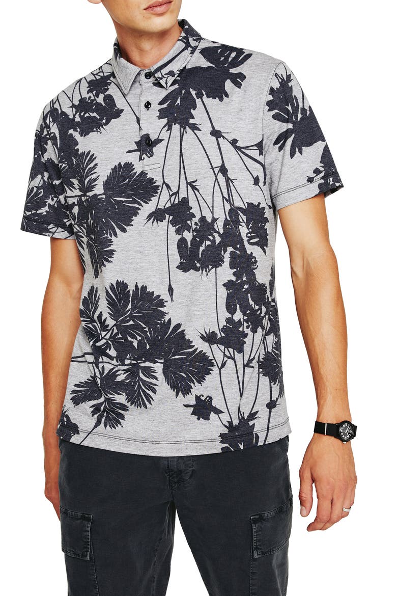 Bryce Floral Print Jersey Polo, Main, color, BOLD FLOWER HEATHER GREY MULTI