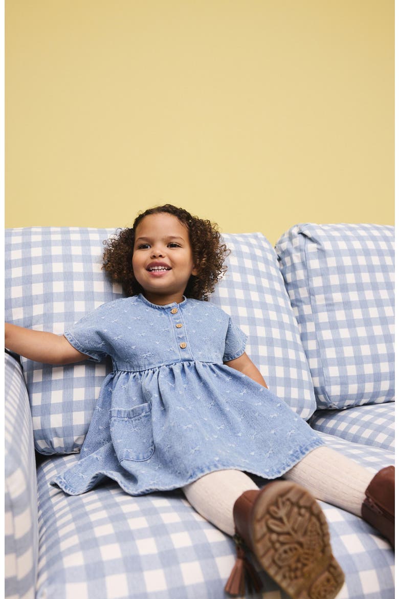 Kids' Bow Jacquard Denim Dress, Alternate, color, BLUE