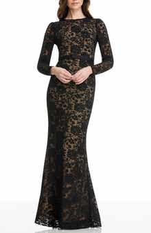 Dress the Population Tamra Floral Lace Long Sleeve Mermaid Gown