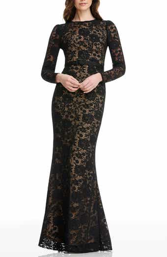 Dress the Population Tamra Floral Lace Long Sleeve Mermaid Gown