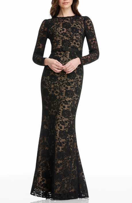 Dress the Population Tamra Floral Lace Long Sleeve Mermaid Gown
