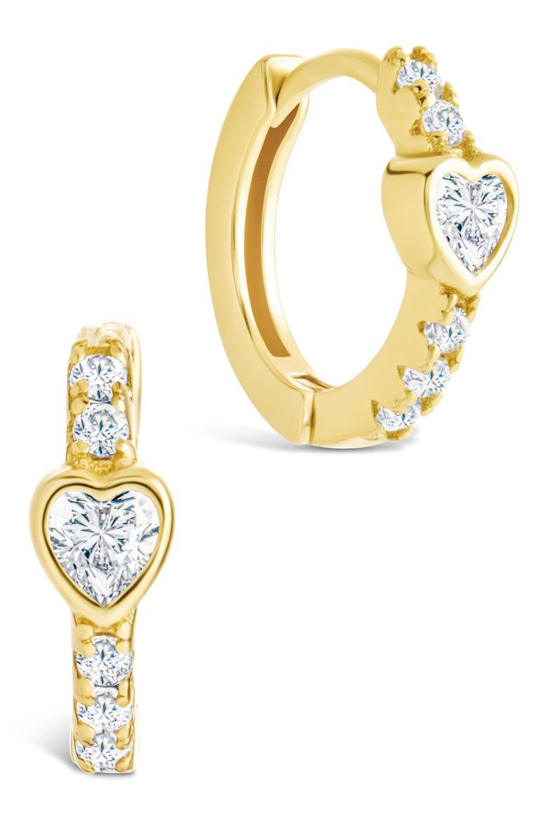 Heart Bezel Hoop Earrings, Main, color, GOLD