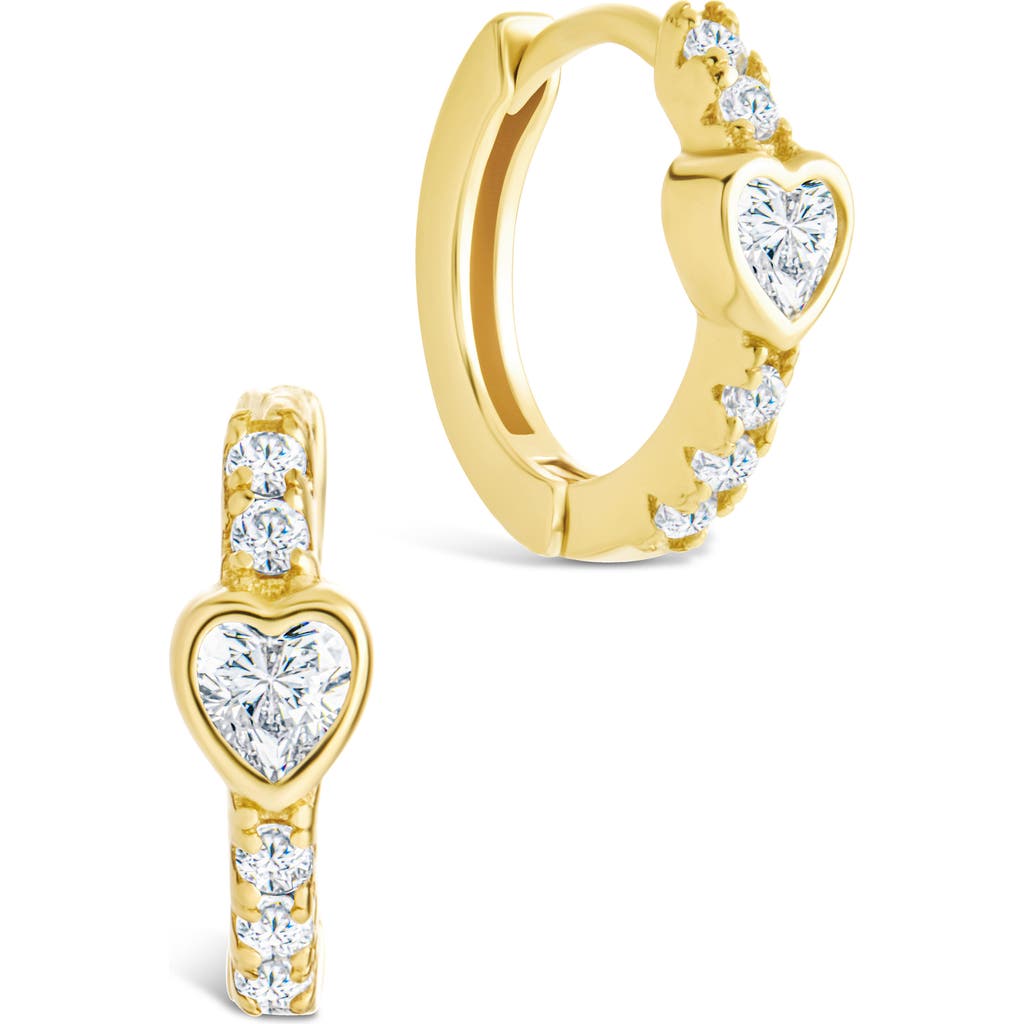 Sterling Forever Heart Bezel Hoop Earrings In Gold