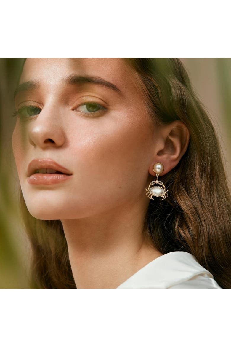 Crab Drop Earrings, Alternate, color, Crab