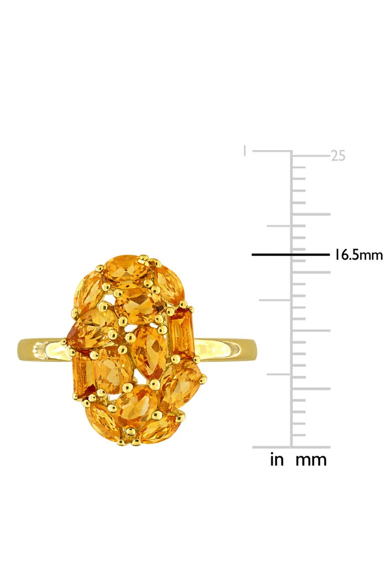 Gemstone Cluster Oval Cocktail Ring, Alternate, color, Citrine/Yellow-Plated Silver