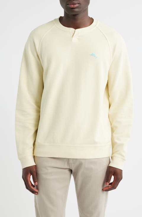 Montego Bay Abaco Long Sleeve Cotton & Lyocell Notch Neck Sweatshirt (Big & Tall)