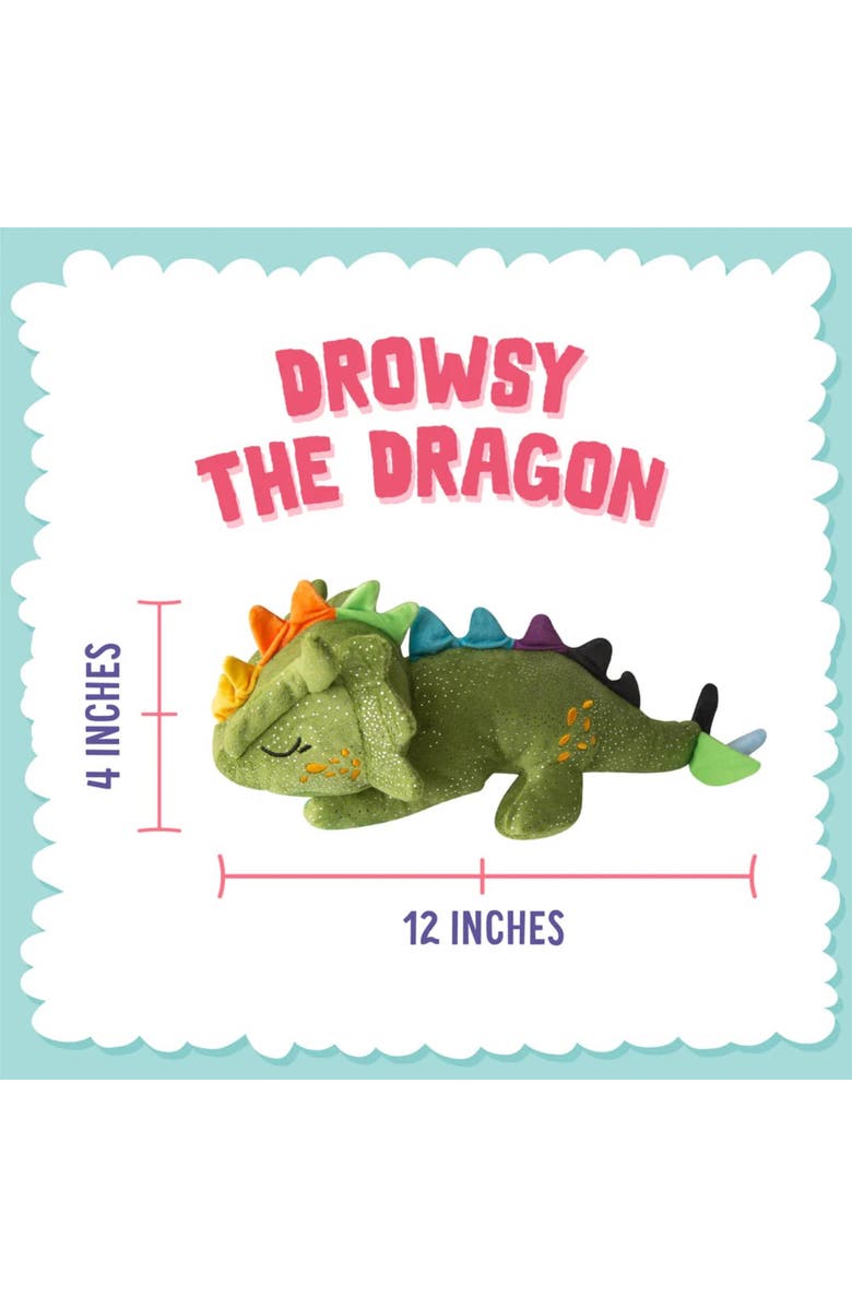 SnugArooz Drowsy the Green Dragon, Plush Dog Toy, Squeaks & Crinkles, Alternate, color, Green