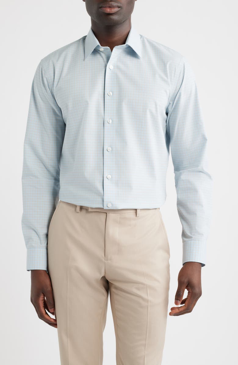Nordstrom Arcadia Signature Trim Fit Check Dress Shirt, Main, color, Blue Arcadia Plaid