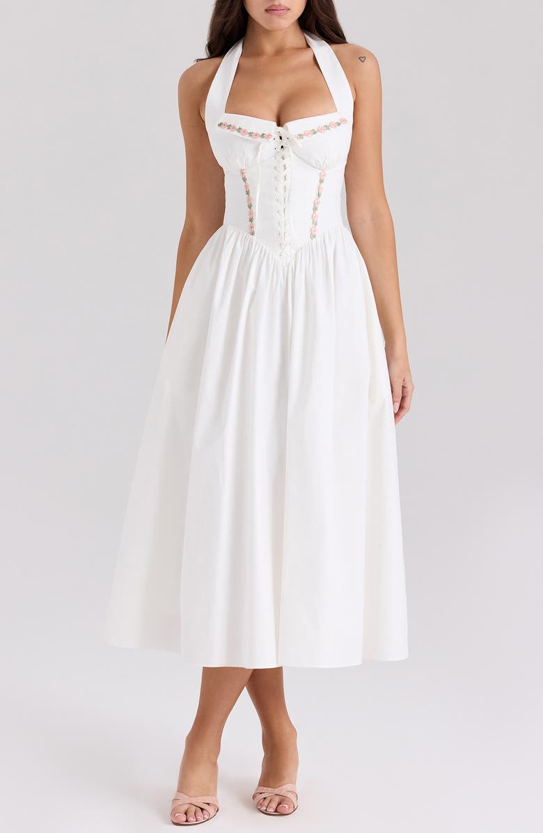 HOUSE OF CB Floral Dress, Main, color, White