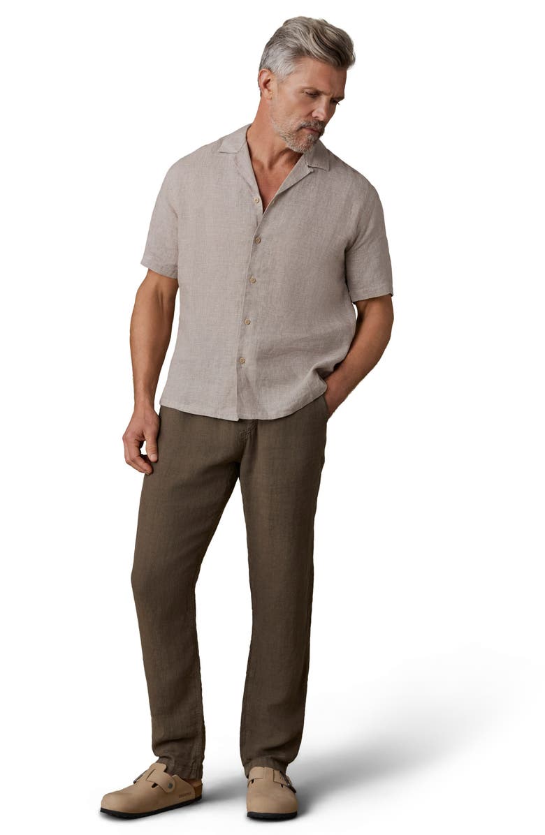 Faherty Laguna Linen Camp Shirt, Alternate, color, Khaki Pin Check