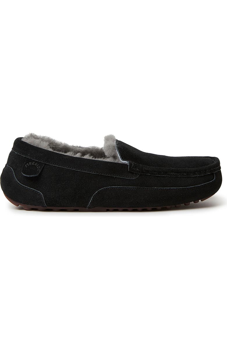 DEARFOAMS Fireside Melbourne Genuine Shearling Moccasin Slipper, Alternate, color, Black