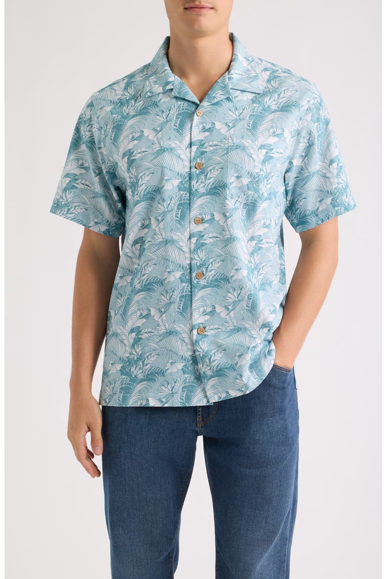 Balboa Fronds Print Camp Shirt, Main, color, BLUE CHAISE