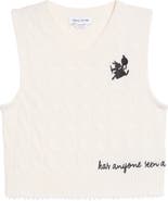 Re/Done The White Rabbit Graphic Cashmere Cable Vest