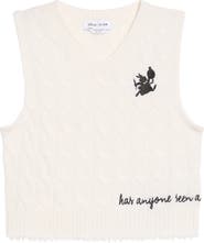 Re/Done The White Rabbit Graphic Cashmere Cable Vest