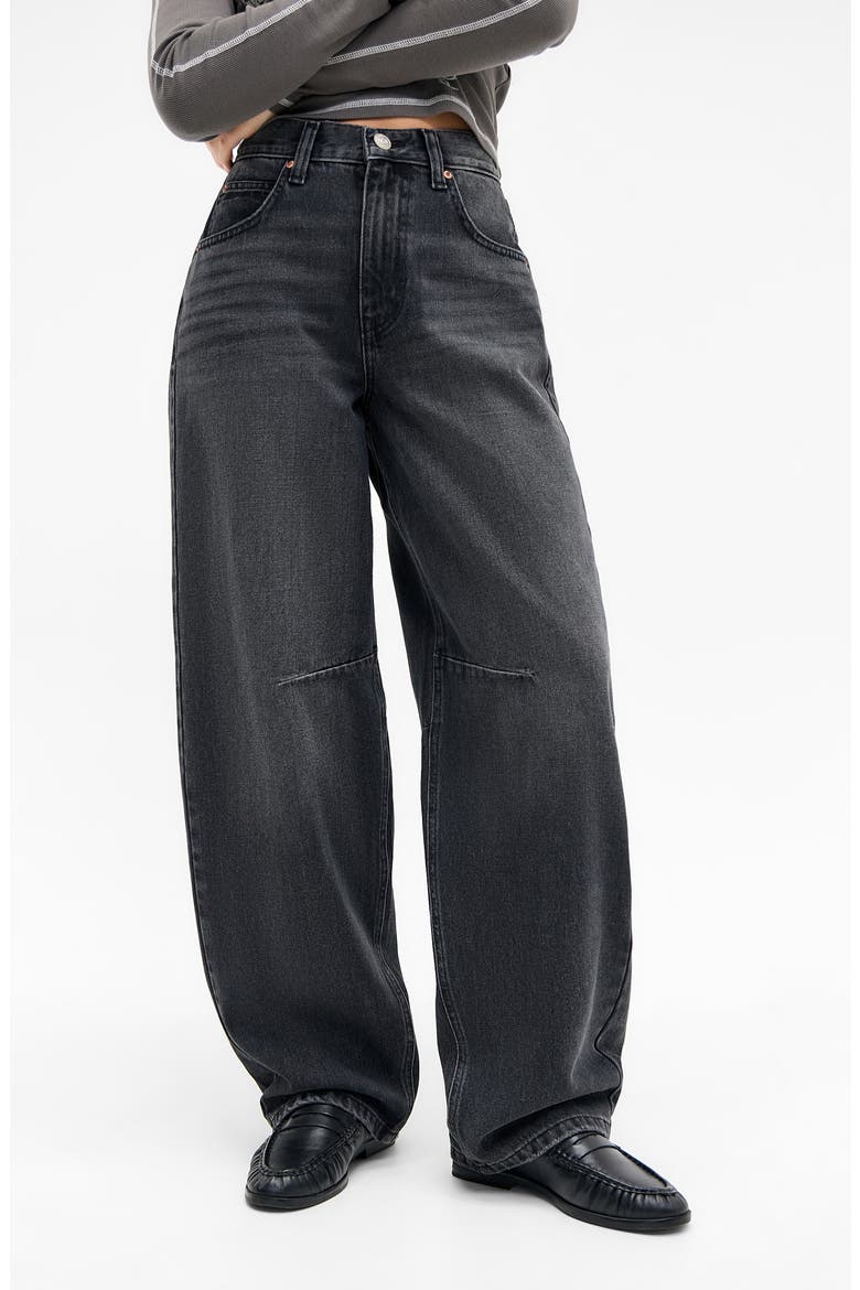Logan High Waist Baggy Wide Leg Jeans, Main, color, BLACK