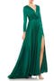 Long Sleeve Ruched Waist A-Line Gown
