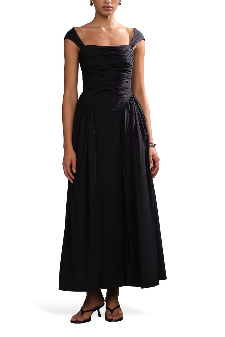 Galilea ruched dress, Alternate, color, Black
