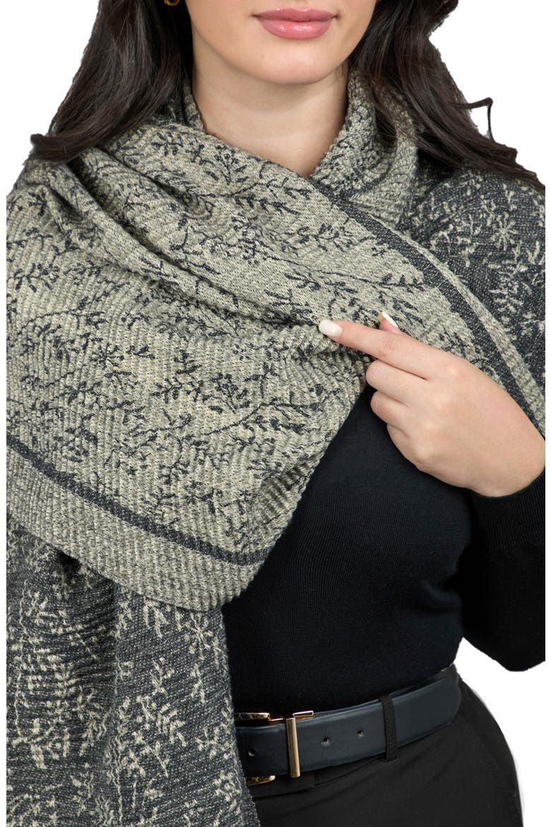 Floral Crinkle Scarf, Alternate, color, BLACK