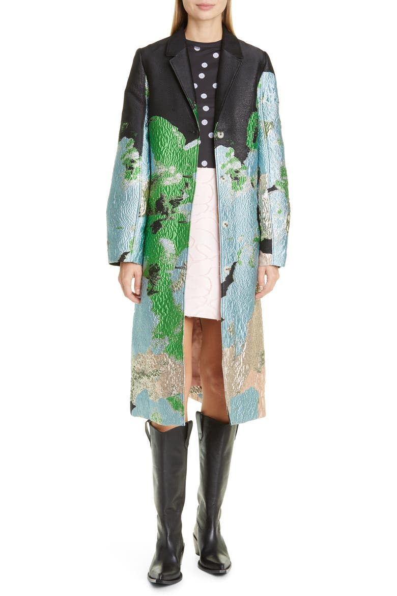 Cornelia Metallic Reycled Polyester Blend Jacquard Jacket, Main, color, 4009 CLOUDS