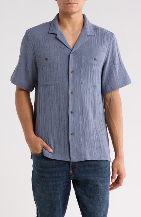 Textured Cotton Camp Shirt