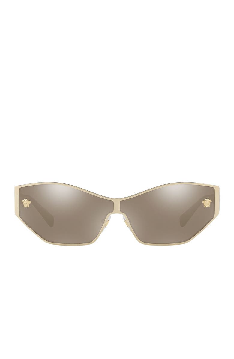 Versace 67mm Mirrored Shield Sunglasses, Alternate, color, Pale Gold