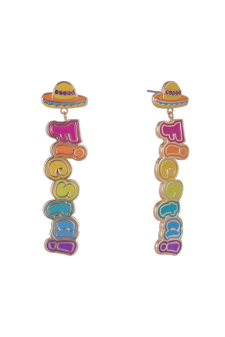 Enamel Fiesta Linear Drop Earrings, Main, color, Multicolored