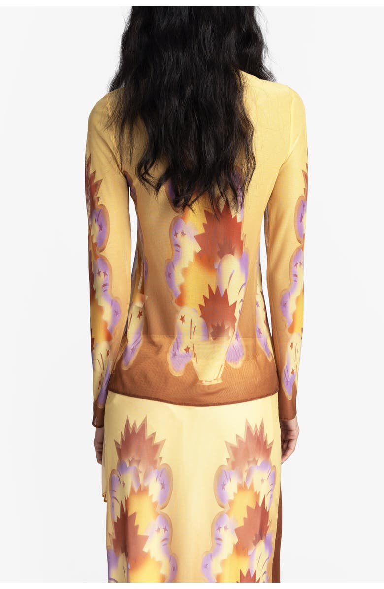 Anna Sui Sunburst Mesh Top, Alternate, color, Sunset Multi