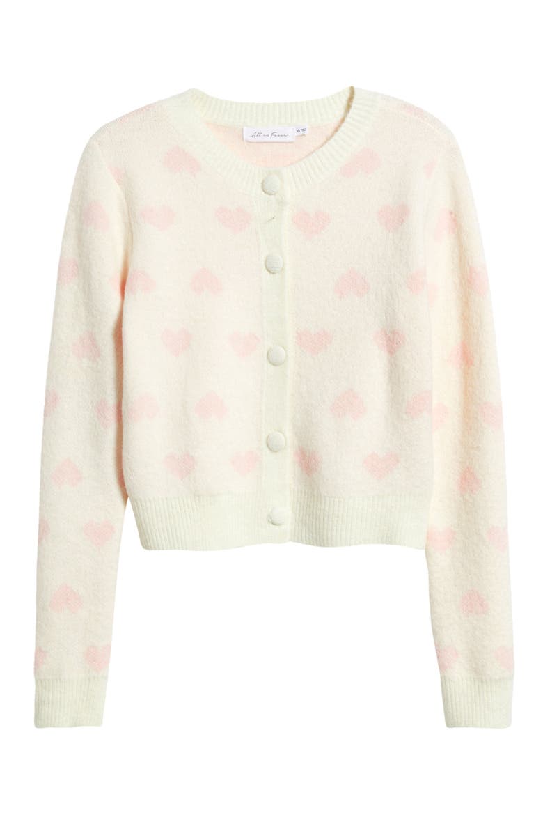 Heart Jacquard Cardigan, Alternate, color, WHITE PINK