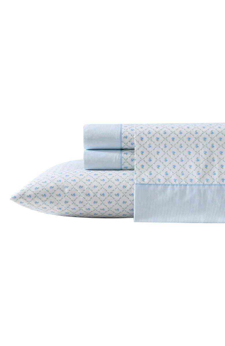 Laura Ashley Kate Cotton Percale Sheet Set, Main, color, Pastel Blue