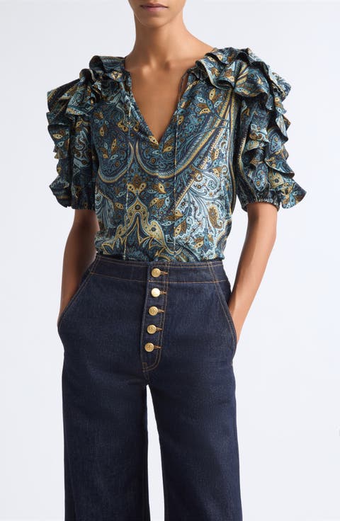 Josephine Ruffled Silk Top
