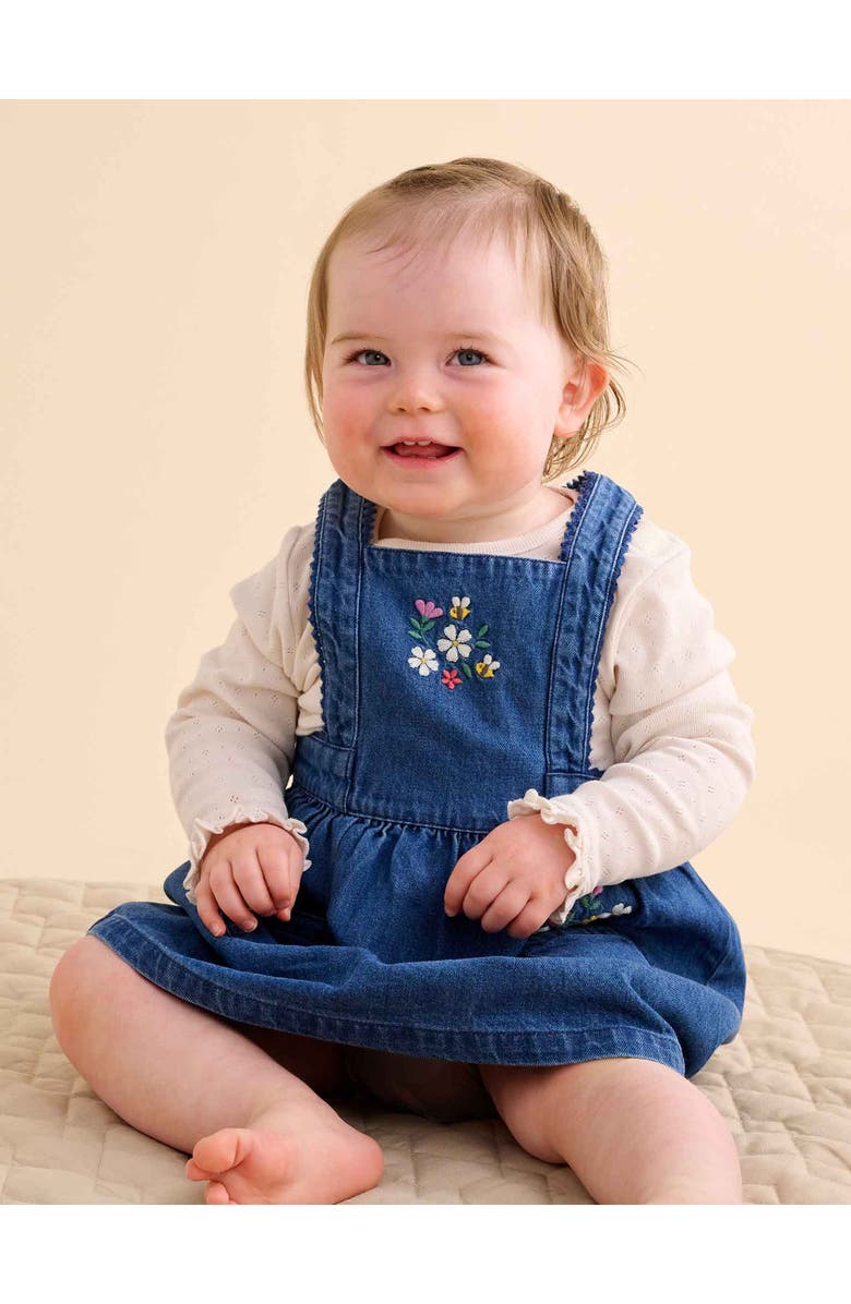 Purebaby Embroidered Pinnie Set, Alternate, color, Mid Denim