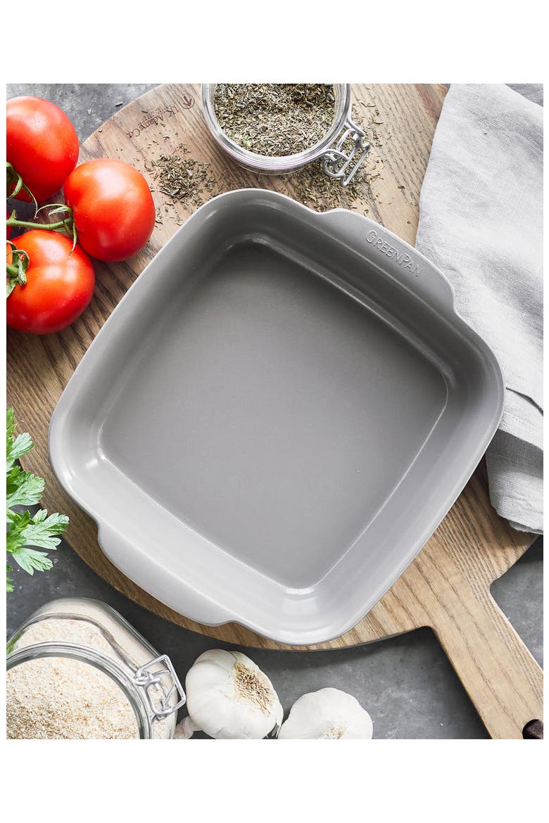 Premiere Ovenware Nonstick Ceramic 8-Inch Square Baker, Alternate, color, GREY