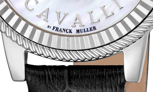 ROBERTO CAVALLI ROBERTO CAVALLI BY FRANCK MULLER MOTHER-OF-PEARL LEATHER STRAP WATCH, 30MM 