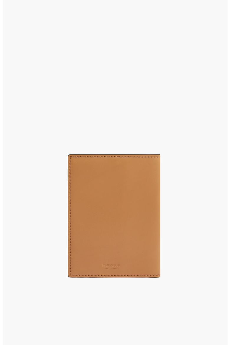 Double Calfskin Paglia di Vienna Weave Passport Holder, Alternate, color, Walnut