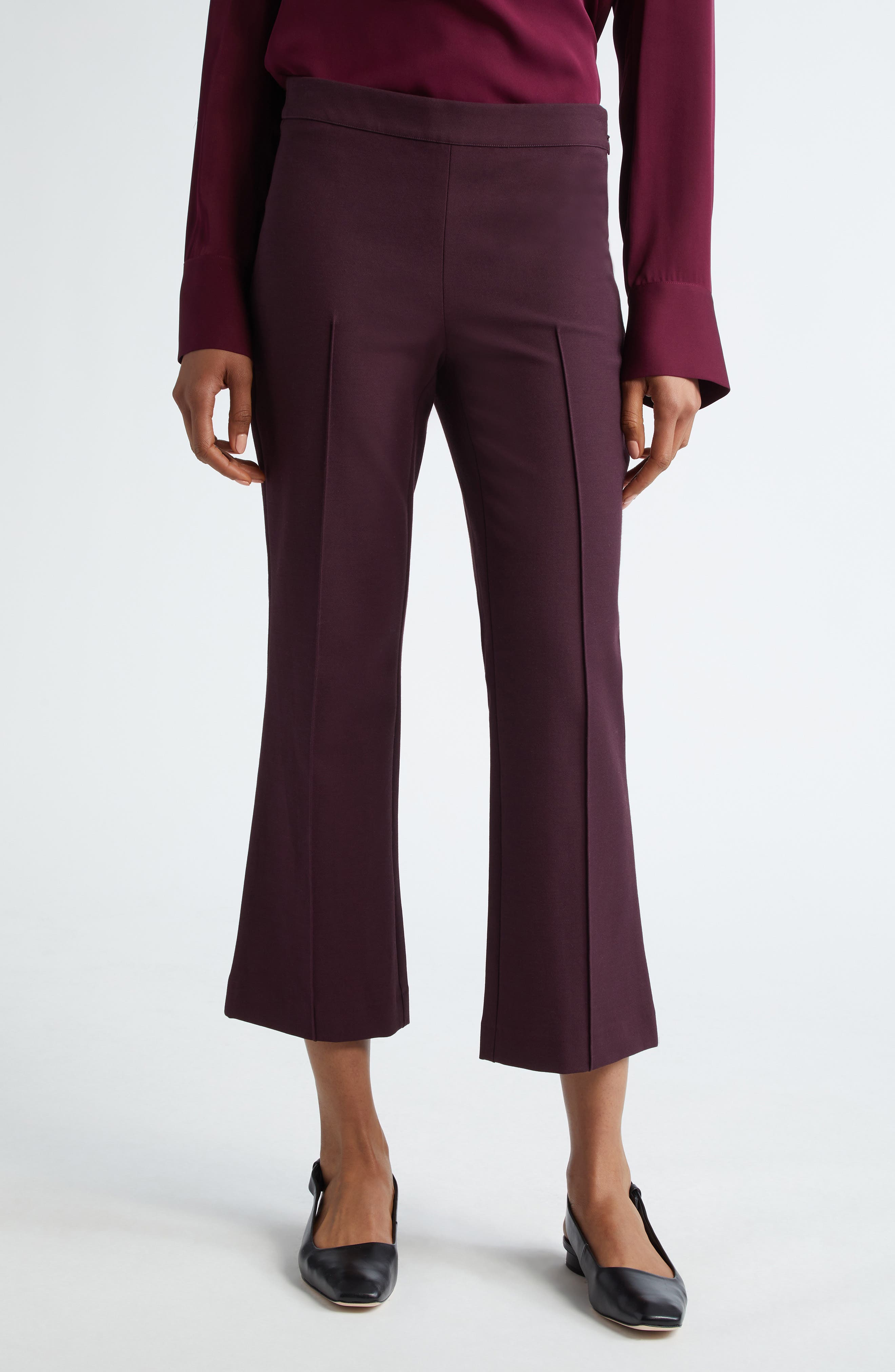 Vince Pintuck Crop Flare Cotton Blend Pants