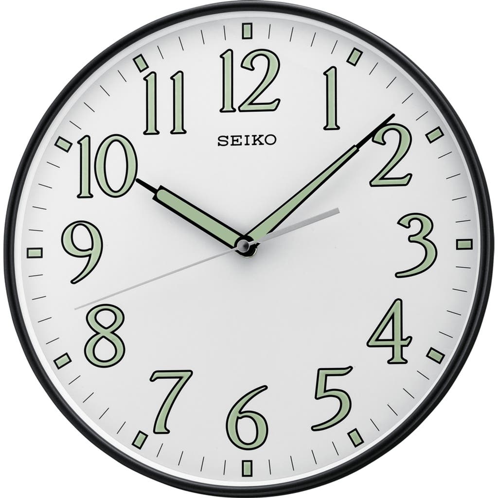 Seiko Black Metallic Framed Wall Clock In Green