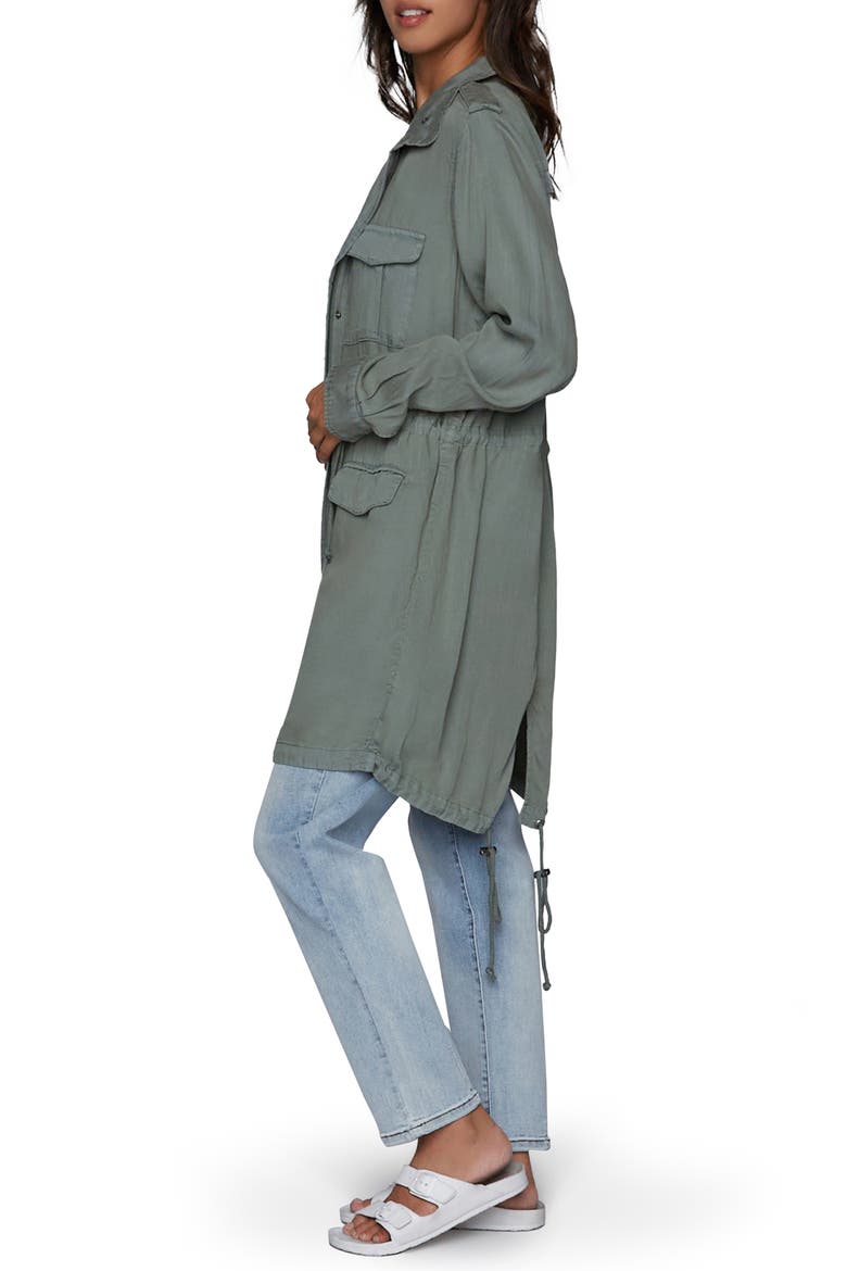 Road Trim Split Hem Zip-Up Jacket, Alternate, color, ARMY GREEN