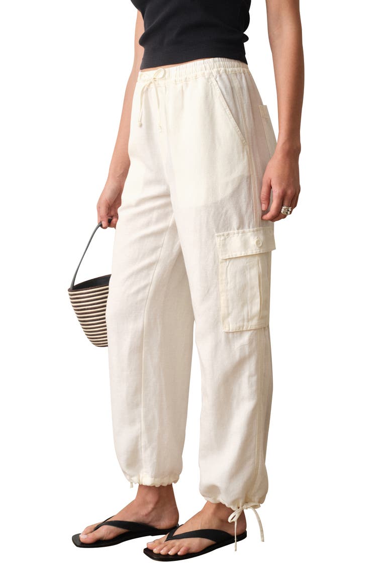 Linen Blend Cargo Pants, Alternate, color, ANTIQUE WHITE