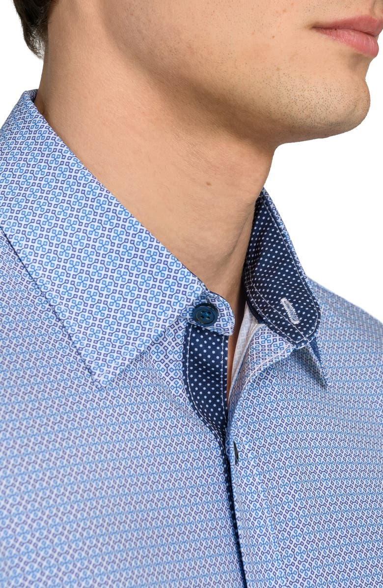 CONSTRUCT Cross Geo Print Stretch Dress Shirt, Alternate, color, Blue Purple