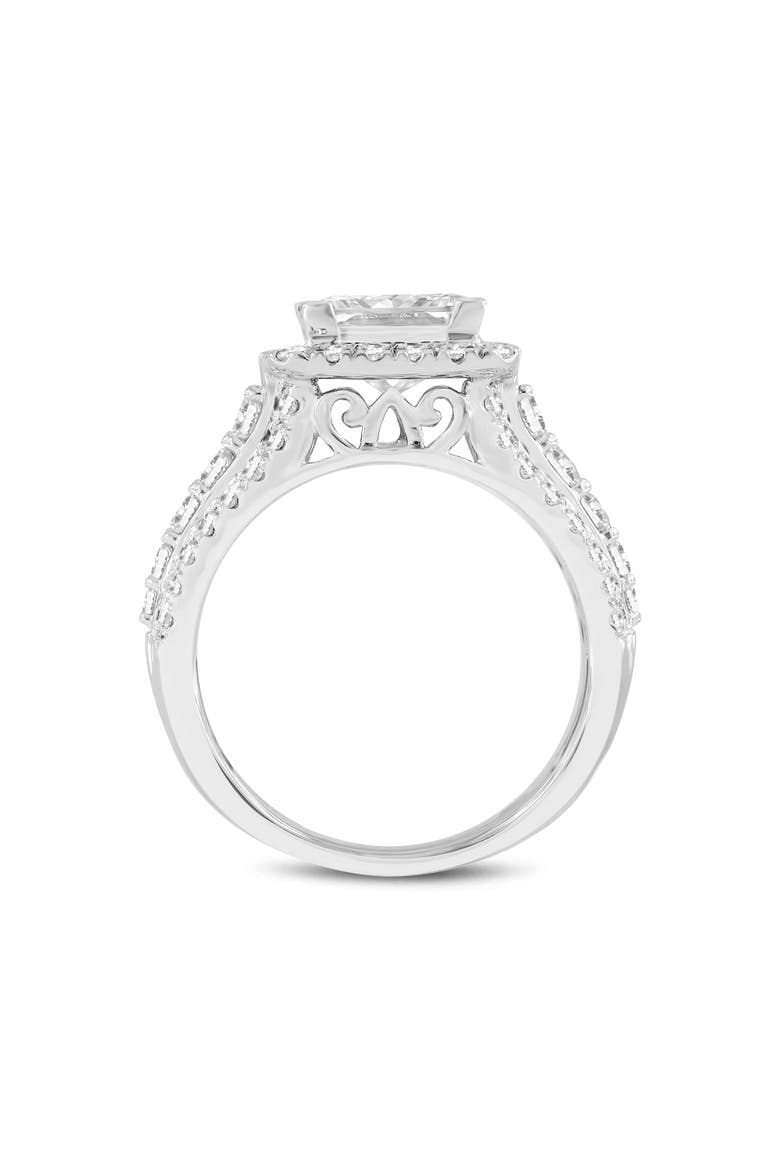Sofia 14K White Gold Princess Cut Lab Grown Diamond Halo Engagement Ring - 3.35 Ct, Alternate, color, 14K White Gold