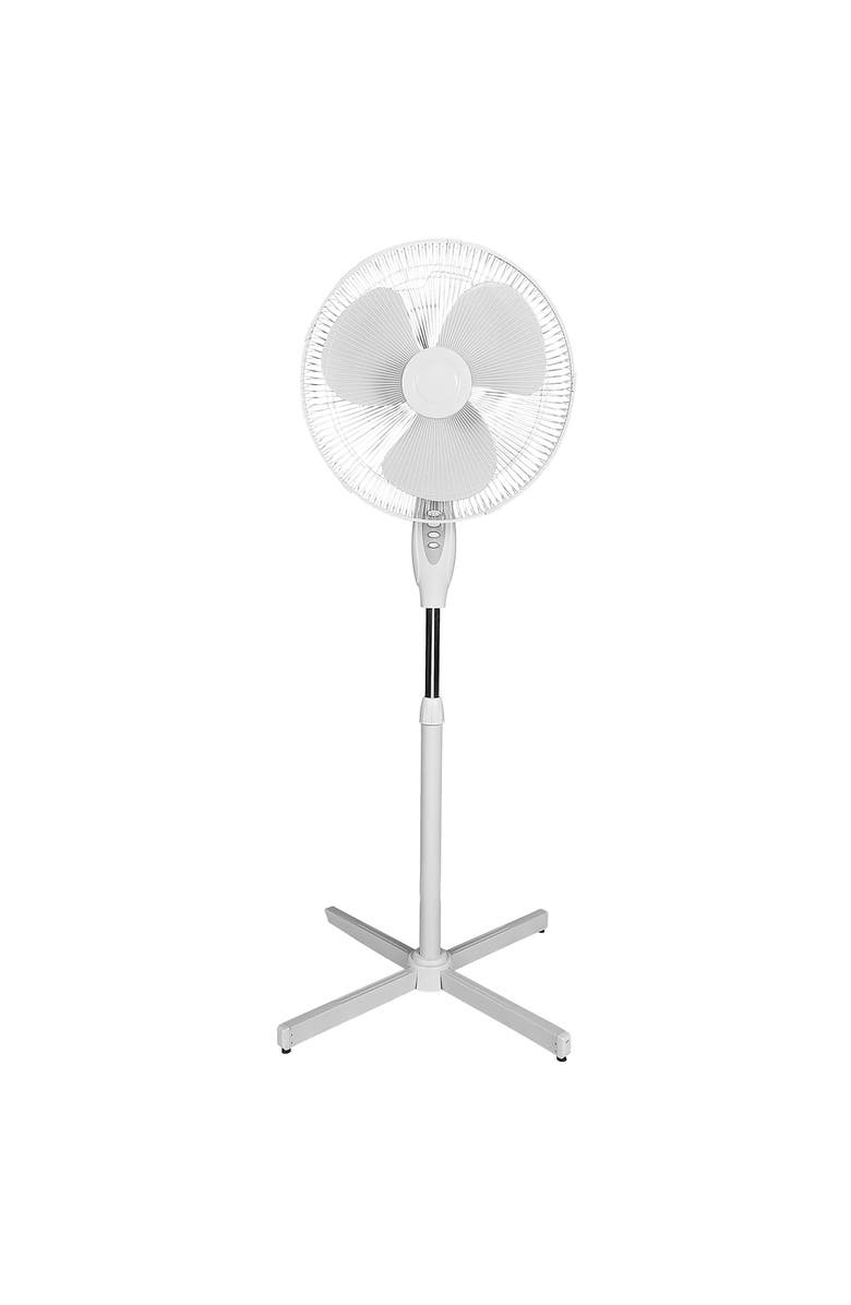 Optimus 16 in. Oscillating Stand Fan, Main, color, White