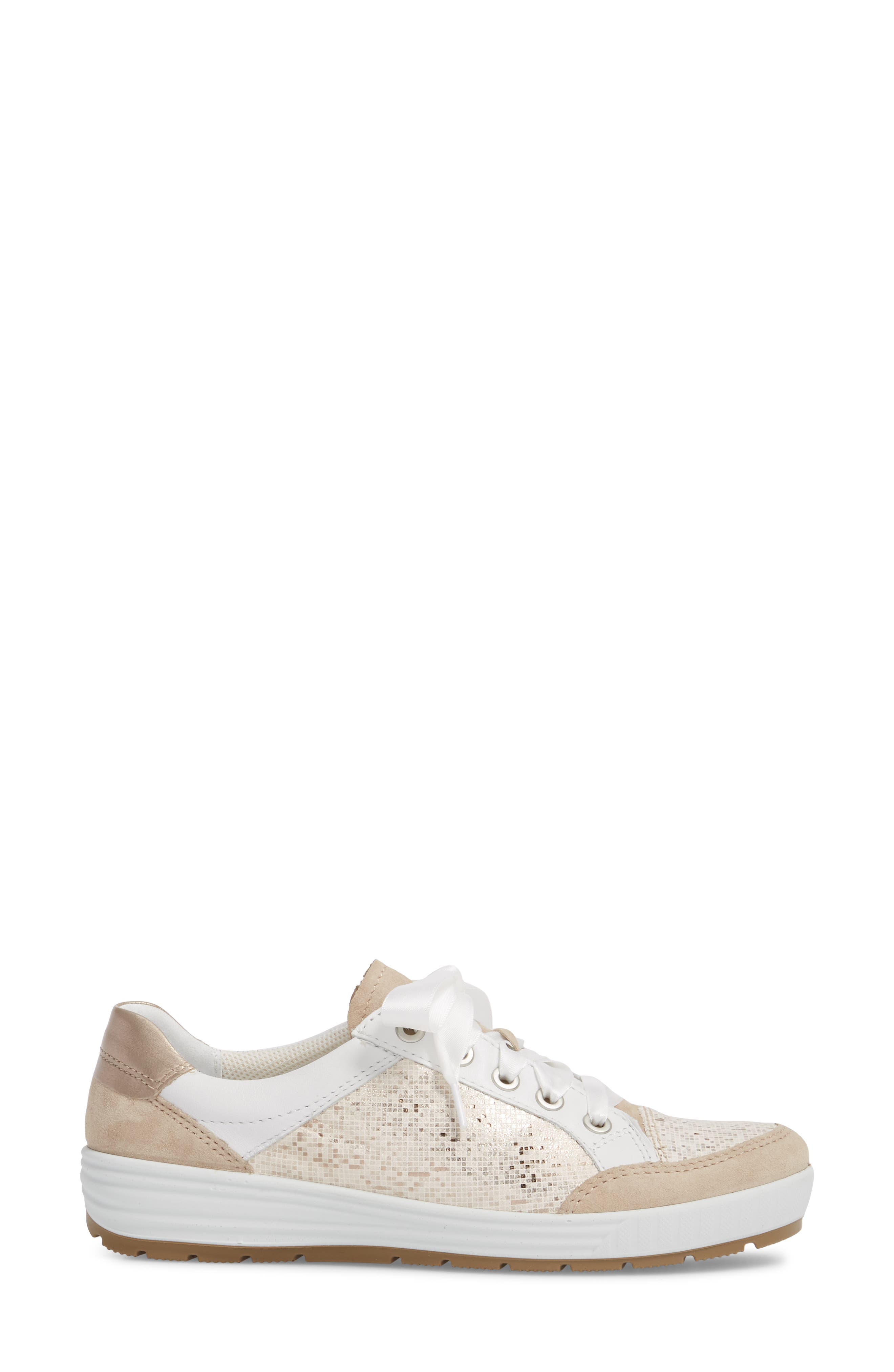 Nicole Sneaker, Alternate, color, BEIGE/ TAUPE LEATHER