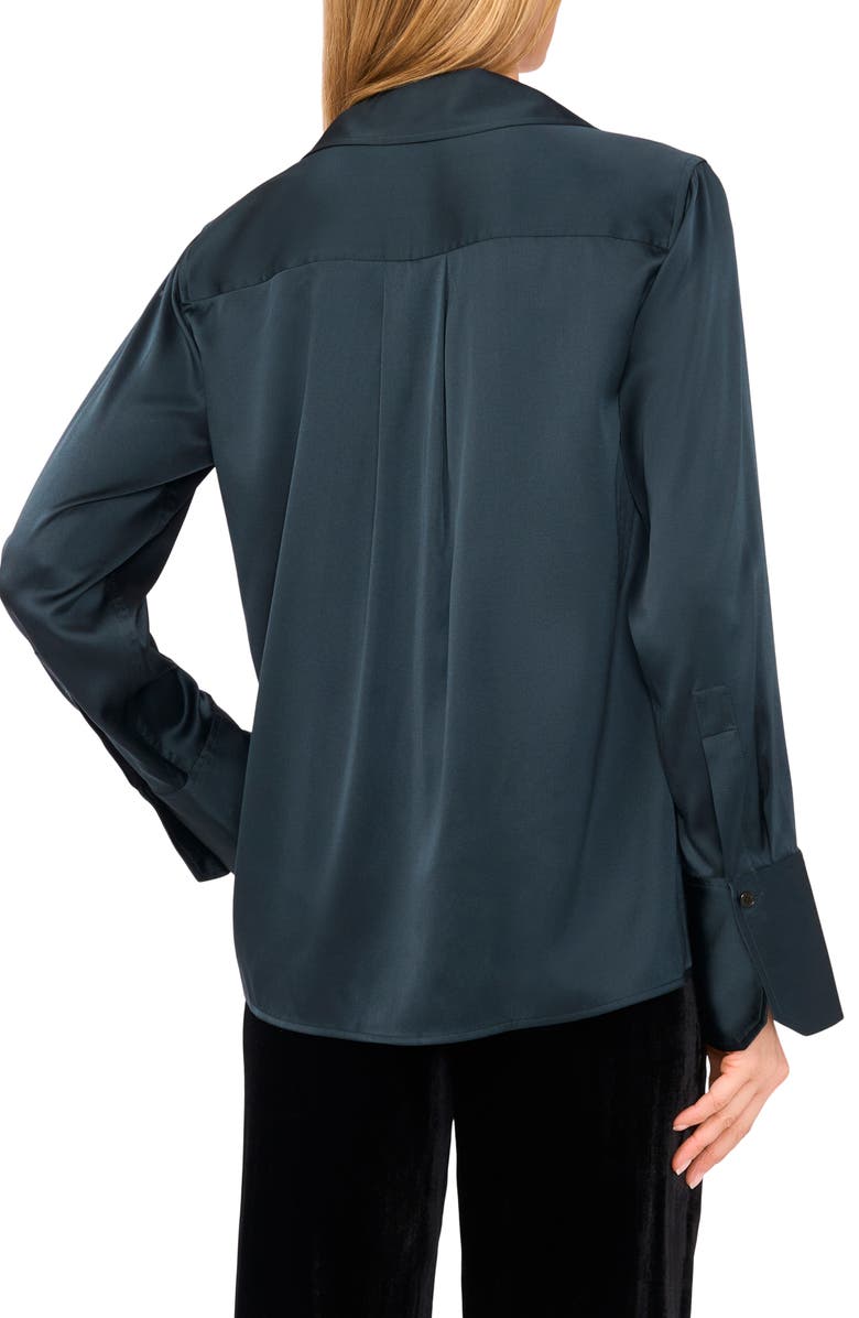 Ted Baker Stretch Satin Button-Up Shirt, Alternate, color, Forest River