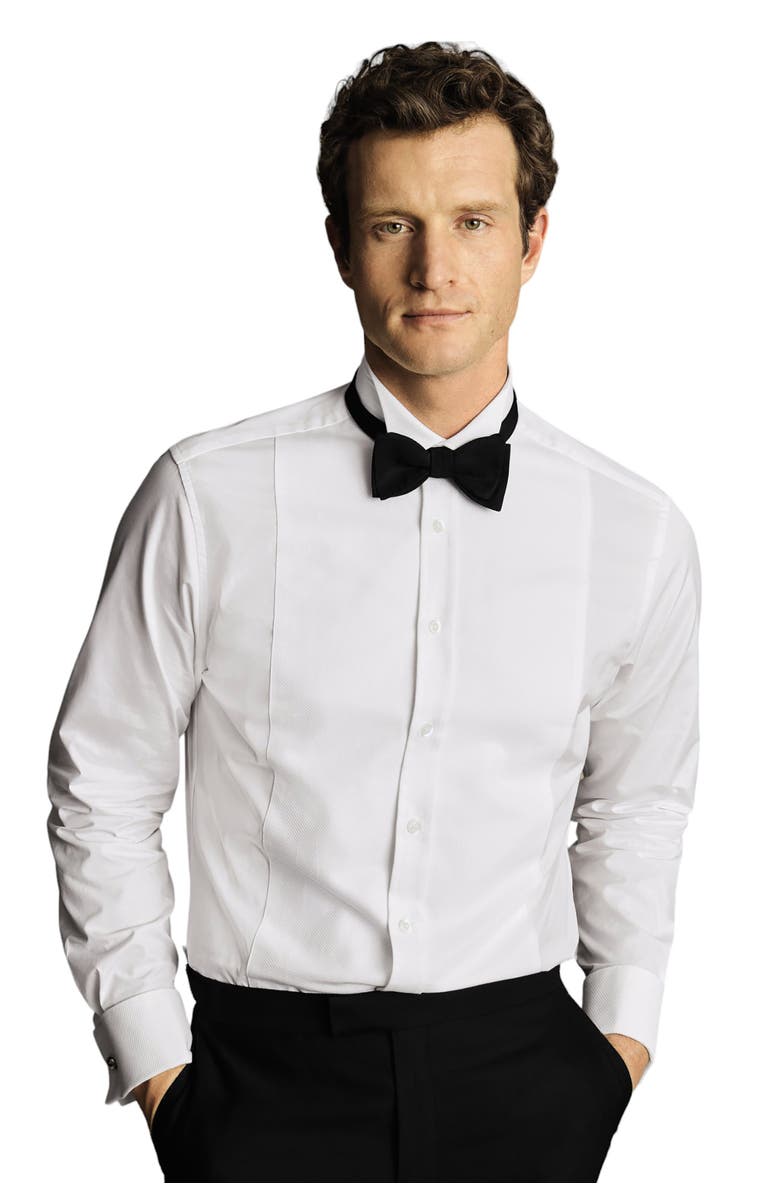 Charles Tyrwhitt Bib Front Wing Collar Evening Slim Fit Shirt Double Cuff, Main, color, 
