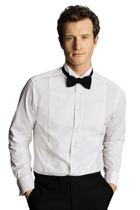 Bib Front Wing Collar Evening Slim Fit Shirt Double Cuff