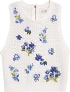 Alice + Olivia Amity Floral Embroidered Wool Blend Sweater Tank
