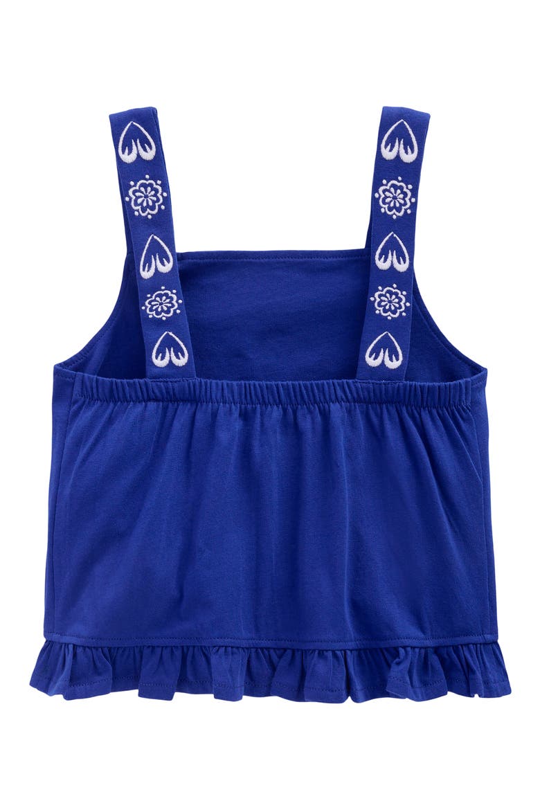 Kids' Embroidered Peplum Cotton Tank, Alternate, color, BRIGHT BLUE EMBROIDERY