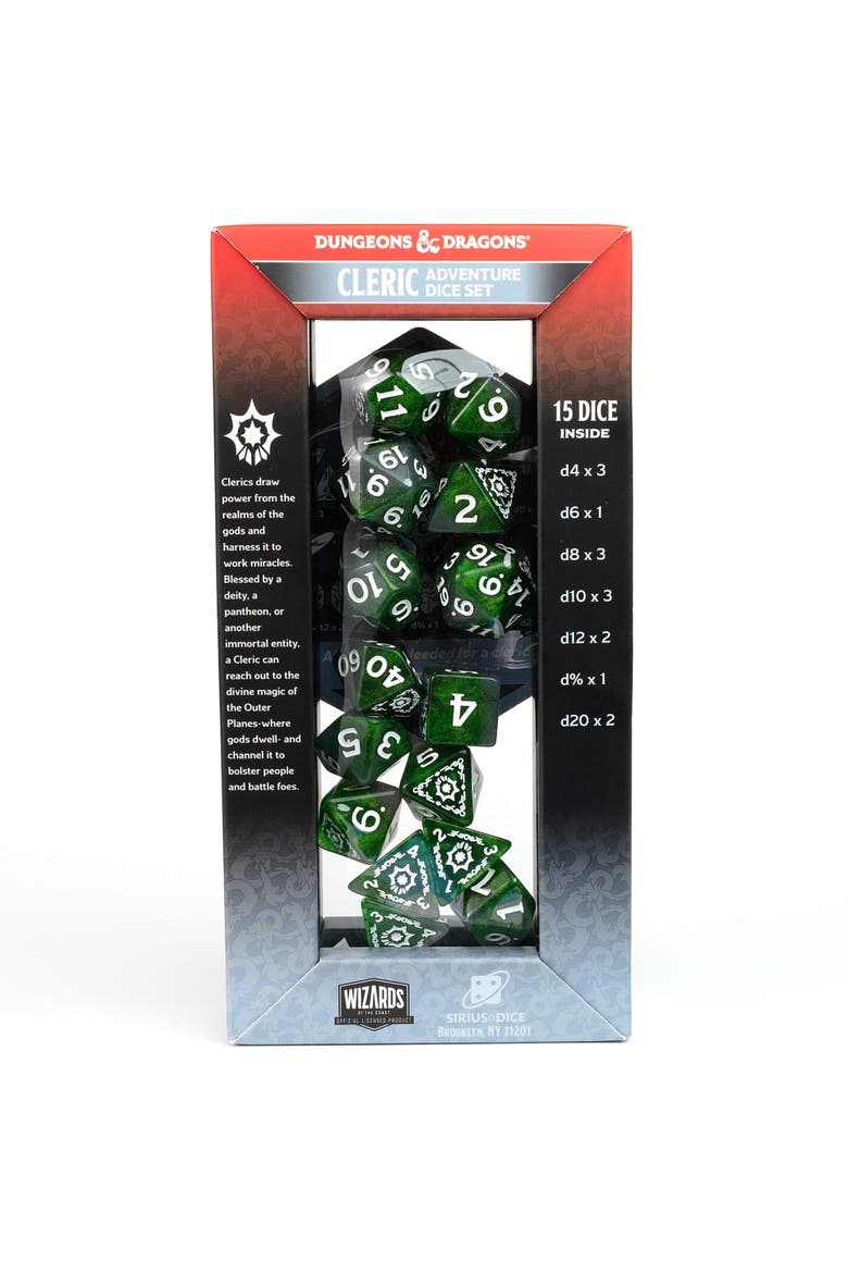 D&D Adventure Dice Cleric Green, 15Pc Rpg Die Set, Alternate, color, Green
