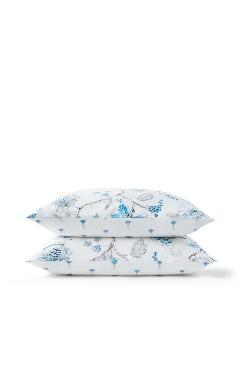 Tropical Floral Luxury Cotton Sateen Reversible Pillowcase Pairs, Main, color, Blue