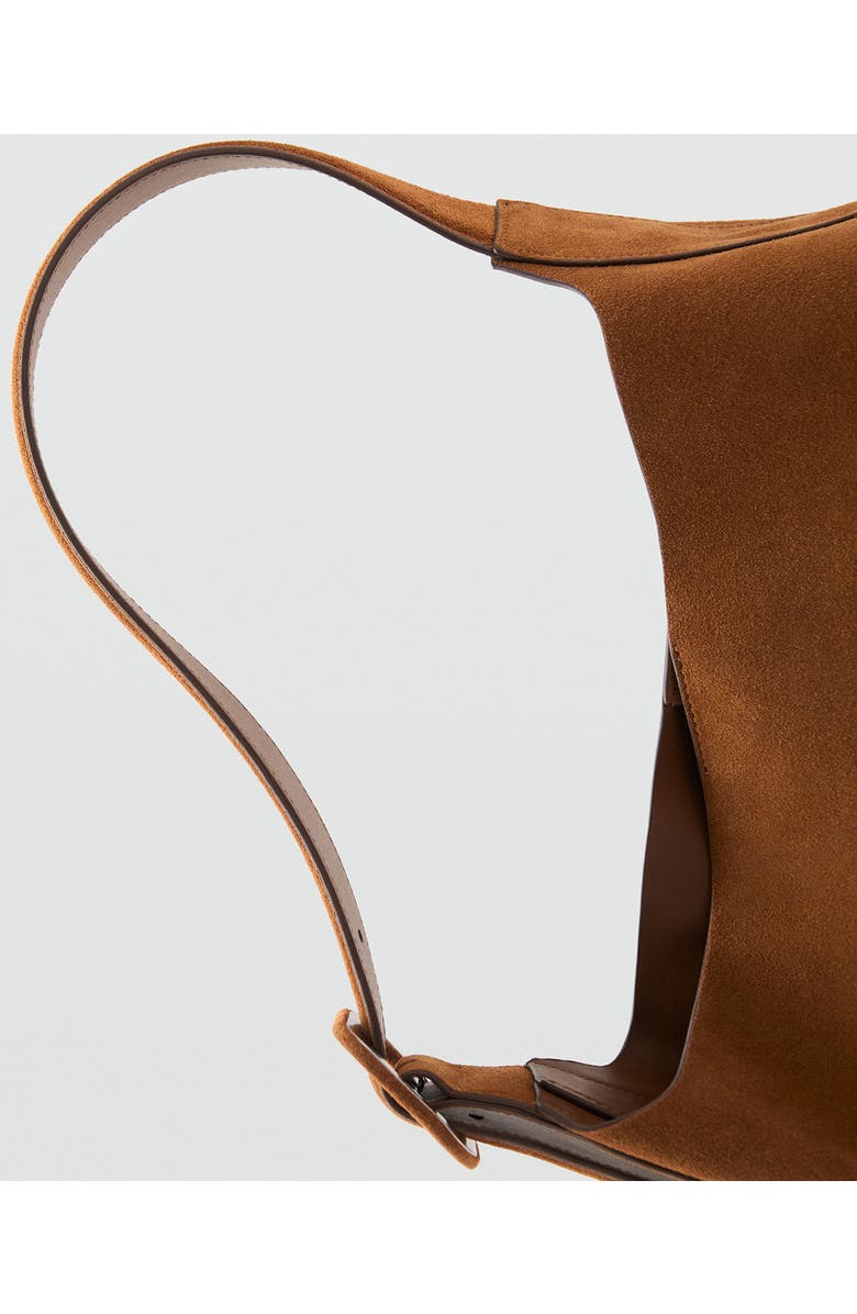 MANGO Large Suede Shopper Bag, Alternate, color, Leather